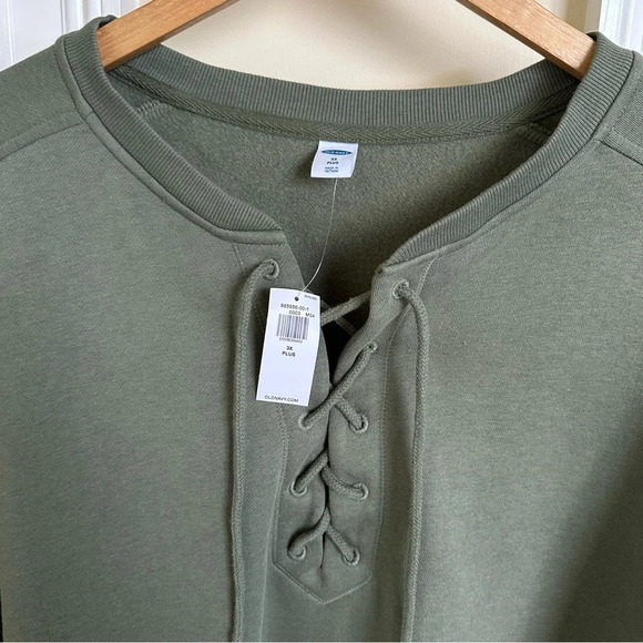 NWT old navy Women’s 3X Olive Green Lace Up Pullover Sweatshirt Top Casual Plus - Picture 5 of 6
